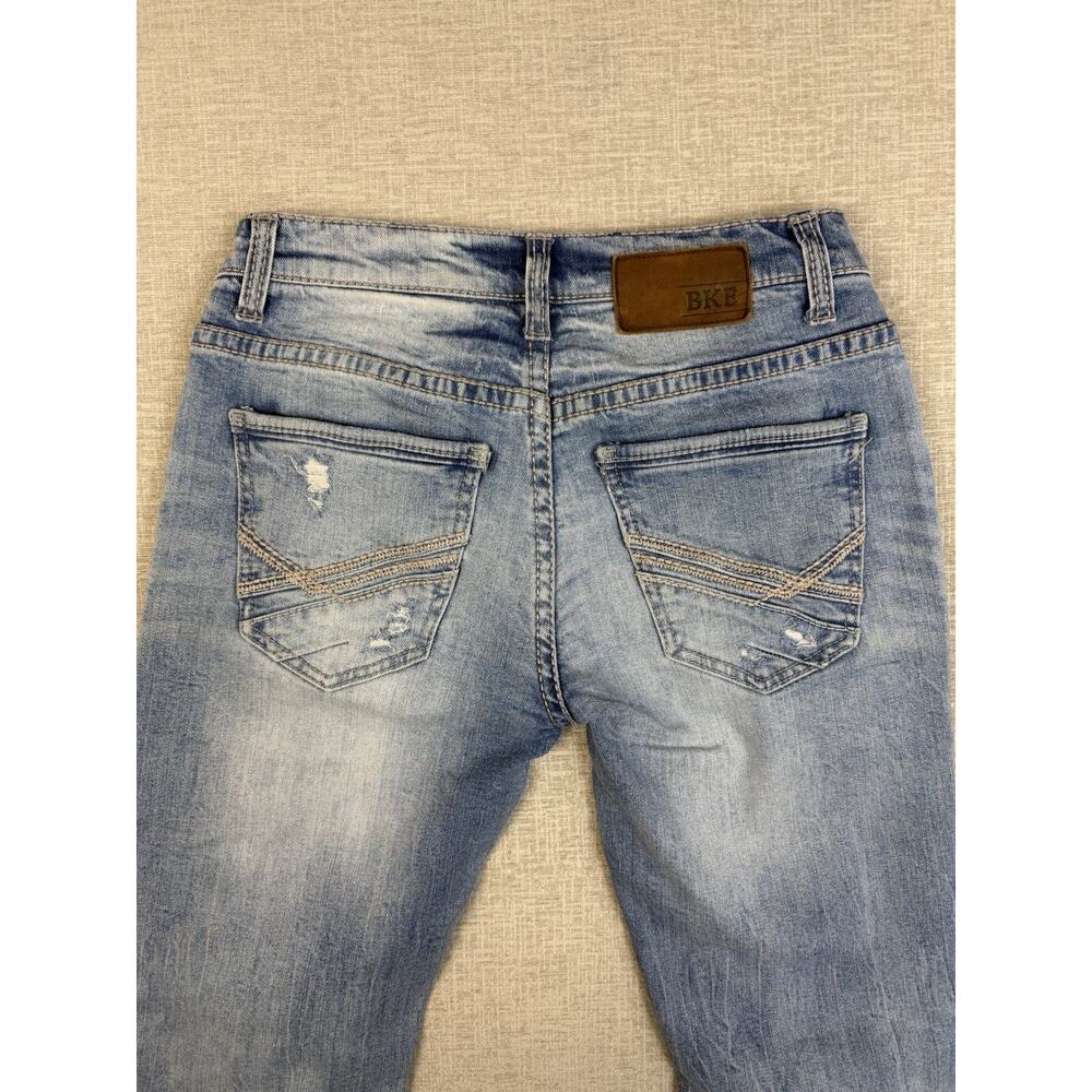 BKE Aiden Men’s Jeans 30R Bootleg Light Wash Distressed Stretch Denim - Picture 3 of 11